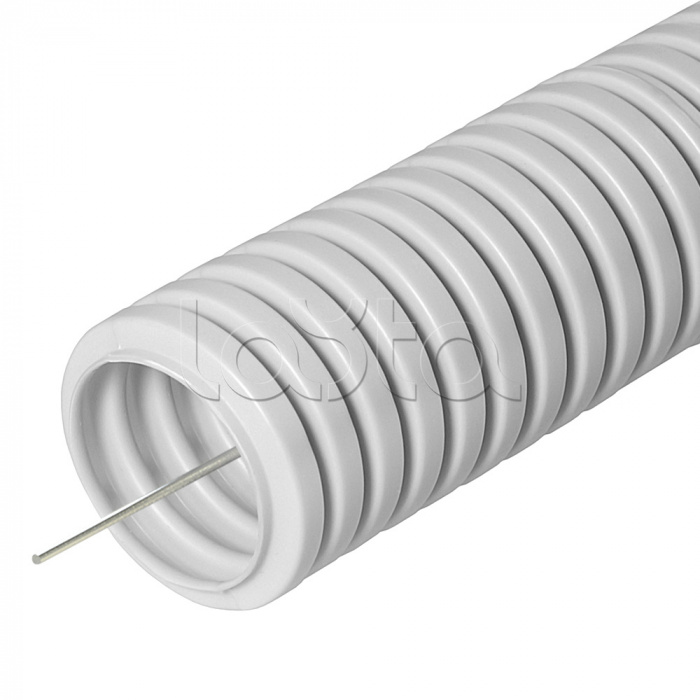Труба ПВХ гибкая гофрированная д.16мм, лёгкая с протяжкой, 100м, цвет серый Cabeus (FCPL-16-PVC-100-1-GY)