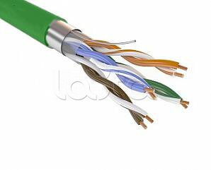 Кабель витопарный категории 6 U/UTP 4 пары 23 AWG LSZH нг(A)-HFLTX для внутренней прокладки зеленый коробка 305 м SPL (500001)