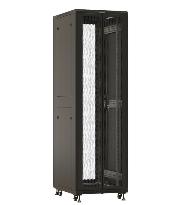 Шкаф напольный Hyperline (TTBR-4261-DD-RAL9004) 42U, 2055x600х1000 мм,  цвет черный (RAL 9004)