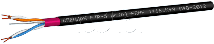 Кабель симметричный, для локальных компьютерных сетей, групповой прокладки, огнестойкий LAN F/UTP-5нг(А)-FRHF 2x2x0.52 (СПЕЦЛАН FTP-5нг(А)-FRHF 2x2x0.52) Спецкабель