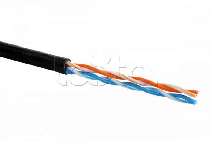 Кабель категории 5e, U/UTP, 2 пары, V-LINK, 22 AWG, нг(А)-HF, внешней/внутренней прокладки, черный Eurolan (19B-U5-11BL)