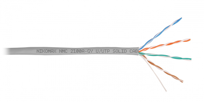 LAN U/UTP  4x2x24AWG (0,50мм) Кат.5e (Класс D) поливинилхлорид серый (100м) NIKOMAX (NMC 2101A-GY)