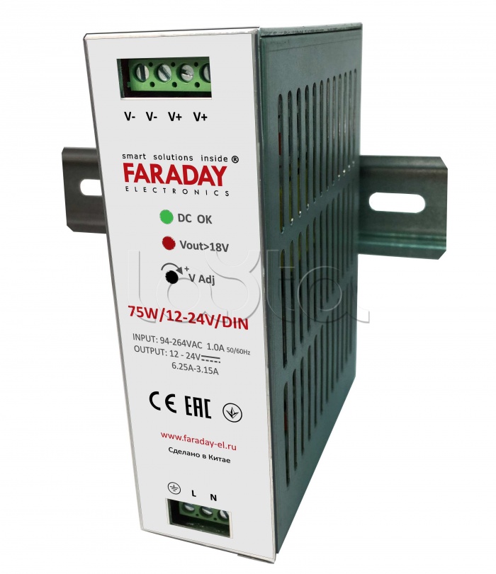 Блок питания FARADAY 75W/12-24V/DIN