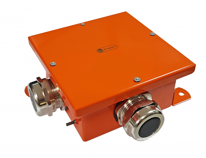 Коробка Экопласт металл., огн. E-110,о/п 120х120х60, 4мет.герм., IP66, оранж. 56014