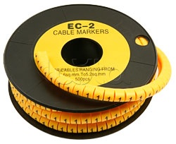 Маркер для кабеля (d7,4 мм, цифра 1) Cabeus ЕC-2-1 (500 шт/уп)