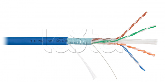 LAN F/UTP 4 пары, Кат.6 (Класс E), 250МГц, одножильный, BC (чистая медь), 23AWG (0,55мм), полимерный материал нг(А)-HF оранжевый, 305м - гарантия: 5 лет / 15 лет системная