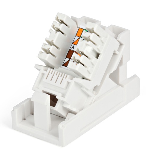 Розетка RJ-45, одинарная, категория 5е, с наклонным модулем Hyperline SIP2K-C5E-M45-22.5