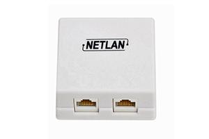 Розетка RJ-45, 2 порта, категория 5е, белая (10 шт/уп) NETLAN EC-UWO-2-UD2-WT-10