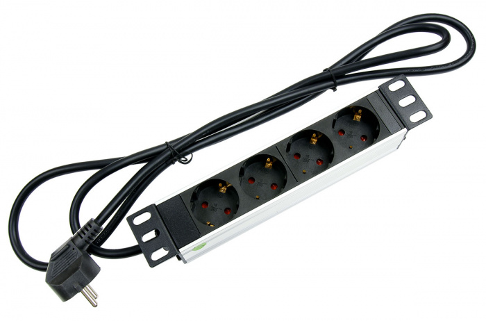 Блок евророзеток для 10&quot; шкафов, горизонтальный, 4 розетки, 16 A Cabeus PDU-4P-2EU