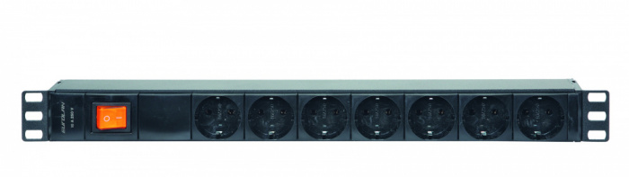 Блок розеток 1U, 7 розеток Schuko Eurolan 60A-61-02-07BL