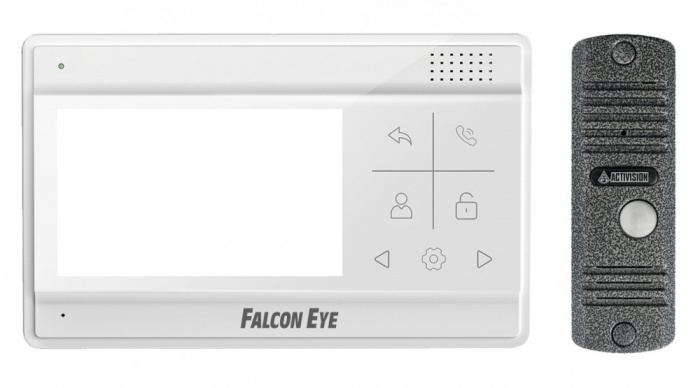 Комплект видеодомофона Falcon Eye Vela + AVC-305 (PAL) Антик (Видеодомофон Vela: дисплей 4,3&quot; TFT; сенсорные кнопки; подключение до 2-х вызывных панелей; OSD меню; питание AC 220В (встроенный БП). Вызывная видеопанель AVC-305 (PAL): накладная, 4х про