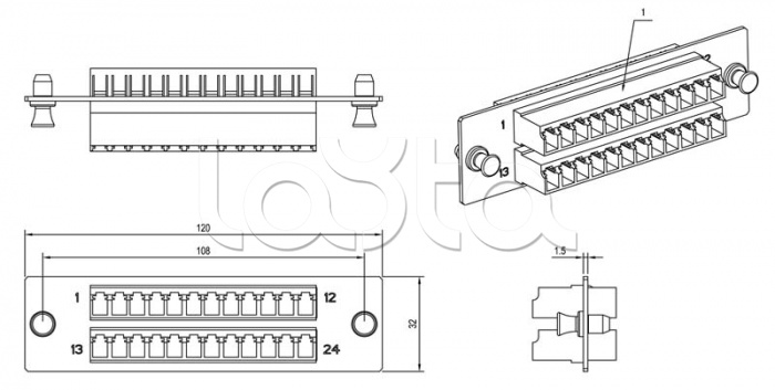 Панель для FO-19BX Hyperline FO-FPM-W120H32-24LC-BL