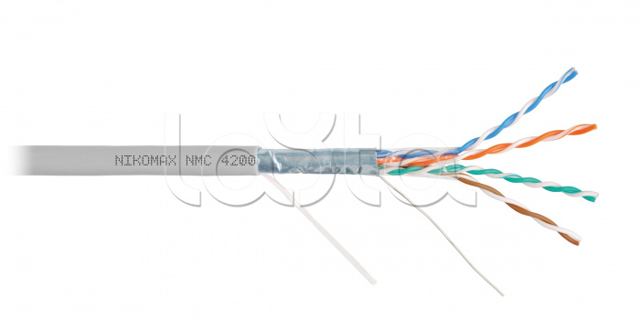 LAN F/UTP 4 пары, Кат.5e (Класс D), 100МГц, одножильный, BC (чистая медь), 24AWG (0,51мм), поливинилхлорид серый, 305м - гарантия: 5 лет / 15 лет системная