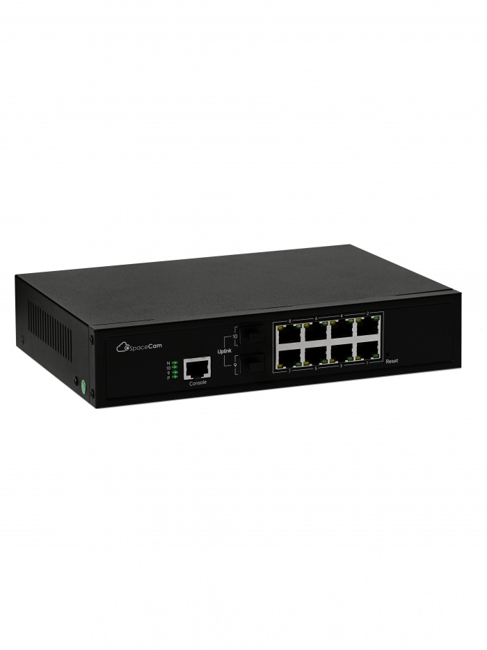 SpaceCam L2 коммутатор (SC-L2-8GP-120-2G(A)) 8 PoE 10/100/1000Мбит/с + 2 SFP 1000Мбит/с,120Вт