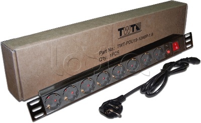 Блок розеток 19&quot; 1U TWT TWT-PDU19-10A8P-3.0