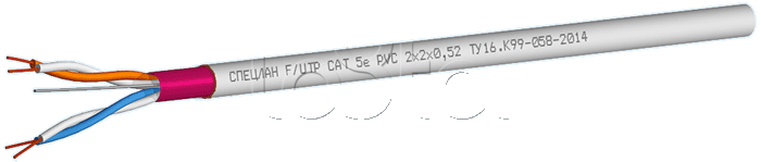 Кабель симметричный, для локальных компьютерных сетей, одиночной прокладки LAN F/UTP 1x2x0.52 Cat.5e PVC (СПЕЦЛАН F/UTP Cat 5e PVC 1x2x0.52) Спецкабель 
