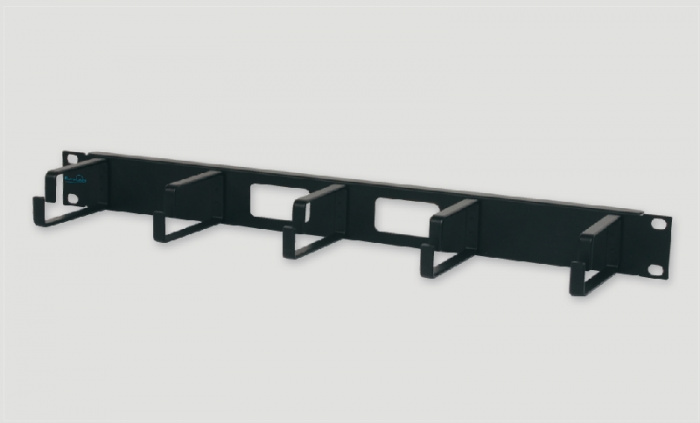 Кабельный органайзер 1U, с металлическими кольцами Eurolan 25B-1U-02BL