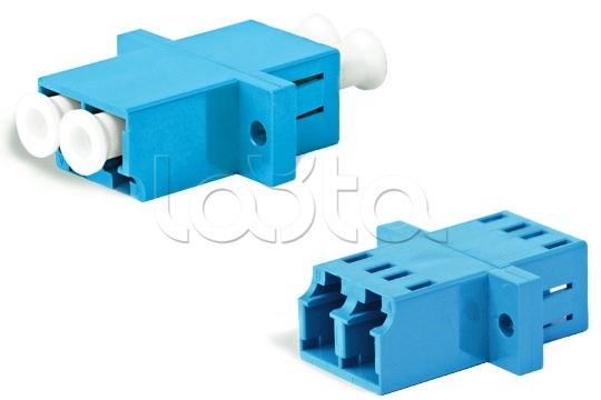 Адаптер оптический проходной LC/UPC-LC/UPC, SM, duplex, корпус пластиковый, синий, белые колпачки LC/UPC-LC/UPC Hyperline FA-P11Z-DLC/DLC-N/WH-BL